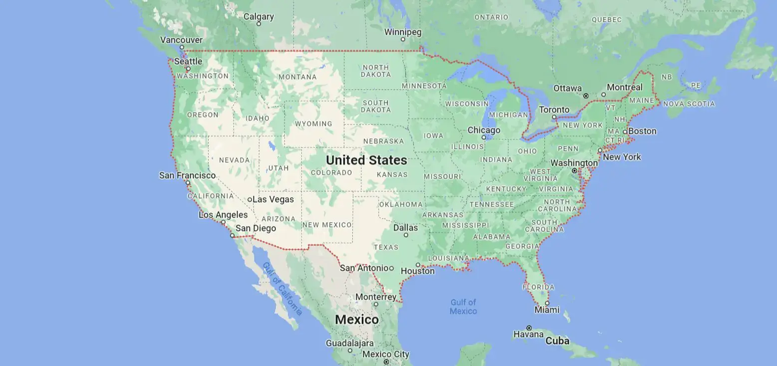 A map of the united states and mexico.